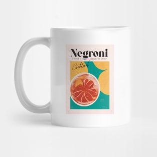 Negroni Retro Poster Sunny Room Bar Prints, Vintage Drinks, Recipe, Wall Art Mug